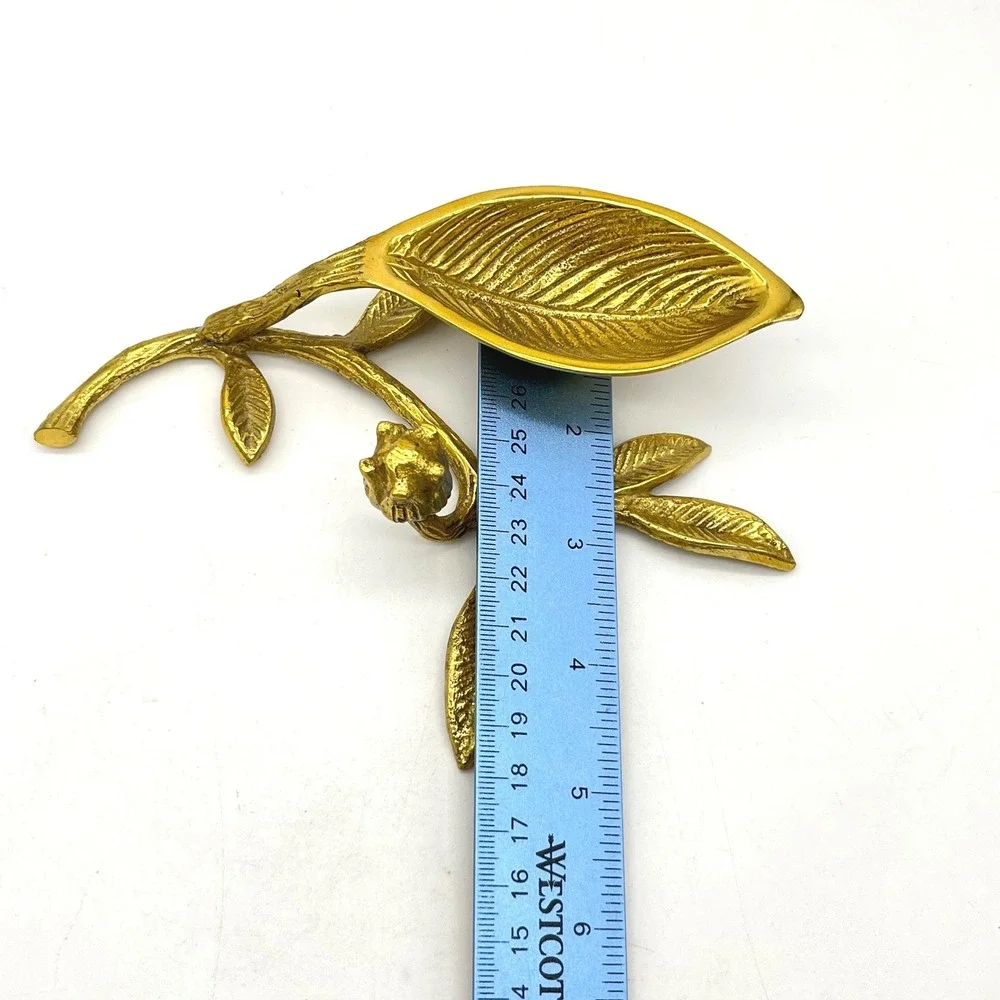Brass Botanical Leaf Trinket Dish Catch All Tray Small Decorative Dish‎